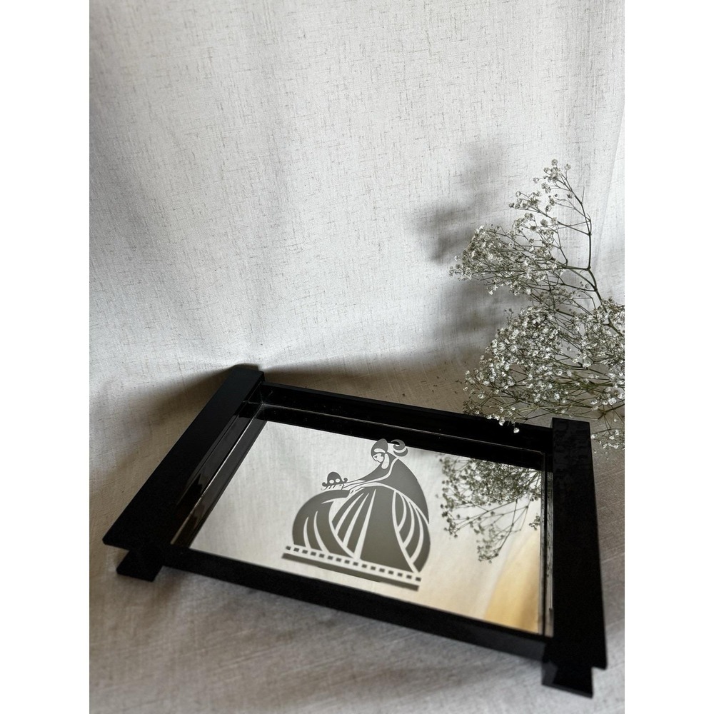 Lanvin Vintage Perfume Display Sign Tray Etched Glass Plastic Classic Logo RARE